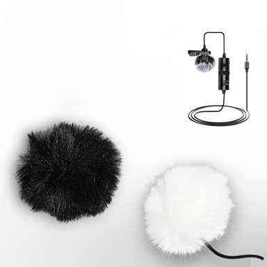 Fluffigt Vindtätt Lavalier-Mikrofonskydd Svart