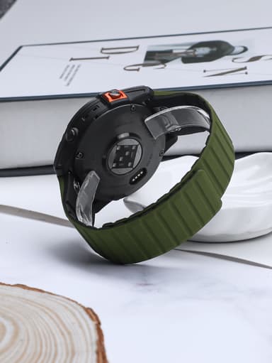 Magnetiskt Klockband i Silikon för Garmin 22 mm gräs färg