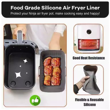 2-pack Air fryer behållare med ugnsvantar Silikon Svart