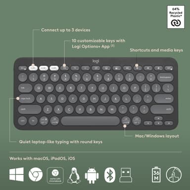 Logitech Pebble 2 K380S/M350S tangentbords- och muskombination (grafit)