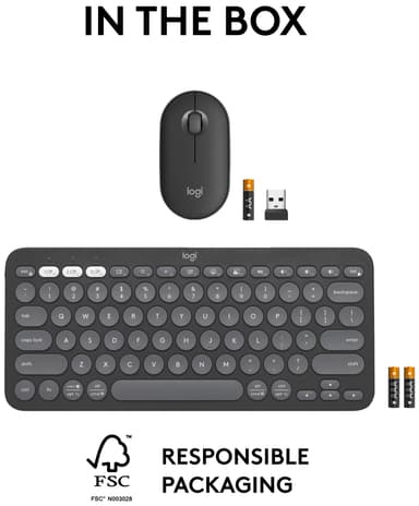 Logitech Pebble 2 K380S/M350S tangentbords- och muskombination (grafit)