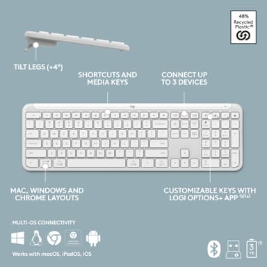 Logitech MK950 Slim Combo tangentbord med mus (vitt)
