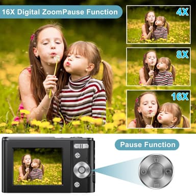 Digitalkamera 1080P 48 Megapixel 16x zoom Svart