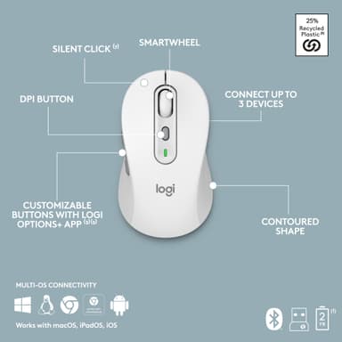 Logitech MK950 Slim Combo tangentbord med mus (vitt)