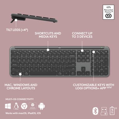 Logitech MK950 Slim Combo tangentbord med mus (grafit)