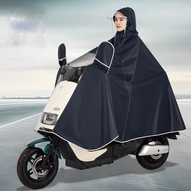 Regnponcho för cykel, moppe, skoter - Reflekterande kanter Mörkblå 7XL