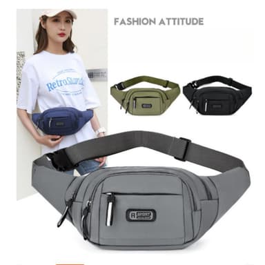 Multifunktionell Midjeväska i Nylon Svart