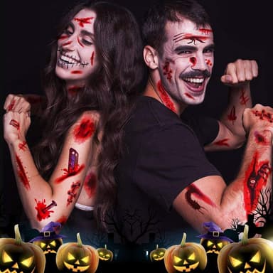 Temporära tatueringar för Halloween 10 ark Flerfärgad