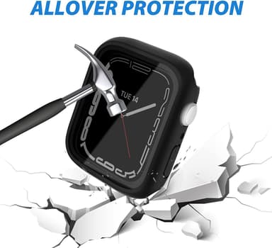 Skal med skärmskydd till Apple Watch 7 / 8 (45 mm) Svart