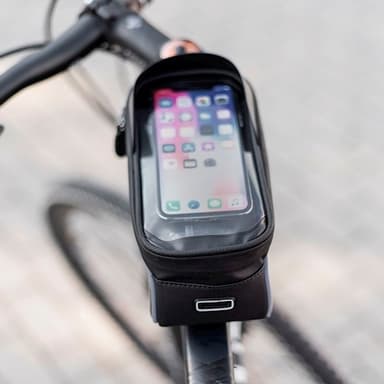 Vattentät cykelramsväska & telefonhållare med skärm, Svart