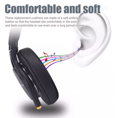 Öronkuddar av Fårskinn för SONY MDR-1ADAC/1ABT/1A1R/1RBT Svart