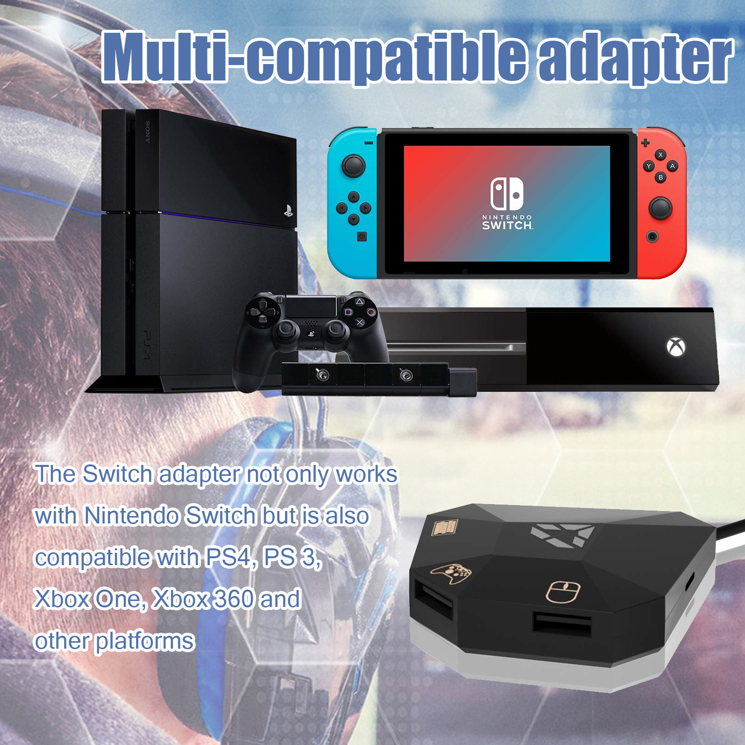 Mus/tangentbord Adapter Kompatibel med Nintendo Switch, PS4, Xbox One/