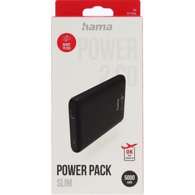 Hama Powerbank Slim 5000mAh Svart