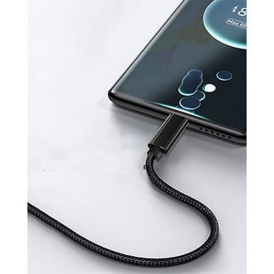 USB-A 2.0 till USB C-kabel med 3A snabbladdning Svart 1 m