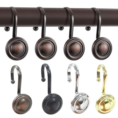 Set med 12 svarta badrumsgardinkrokar Silver