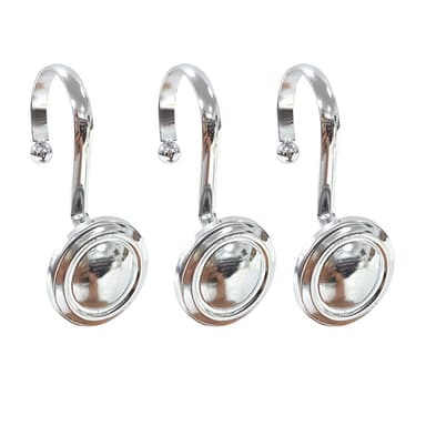 Set med 12 svarta badrumsgardinkrokar Silver