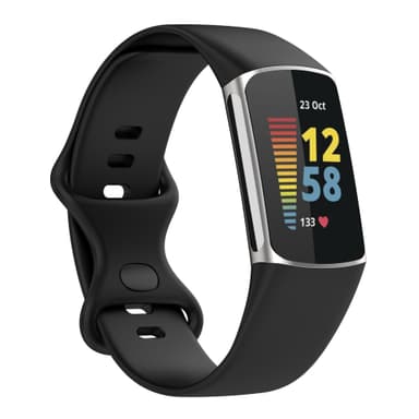 Silikonarmband för Fitbit Charge 5 och Charge 6 Svart S