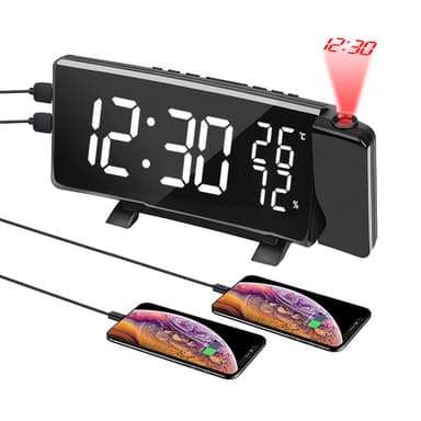 Multifunktionell LED-Projektionsväckarklocka