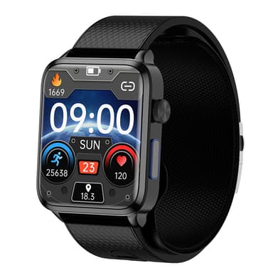 Smartwatch med blodsyre- och blodtrycksmätare Svart