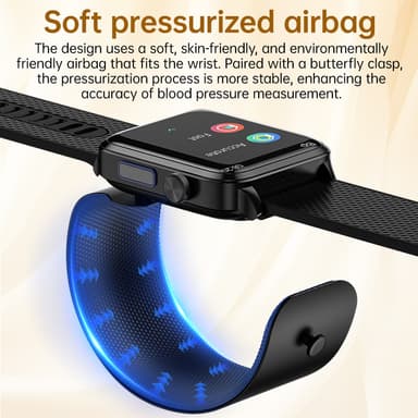 Smartwatch med blodsyre- och blodtrycksmätare Svart