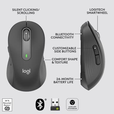 Logitech Signature M650 medium trådlös mus (grafit)