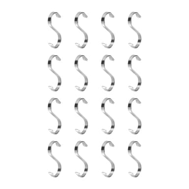 S-Krokar i Rostfritt Stål 16-pack Silver 11 cm