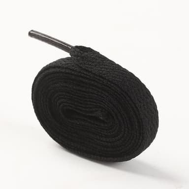 Platta skosnören i polyester, 4 par skosnören Svart M