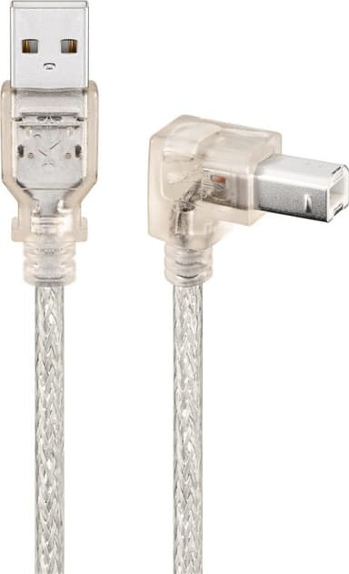 USB 2.0 höghastighetskabel, 90°, transparent