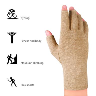 Tryckavlastningshandskar med Halvfinger, 1 par Beige