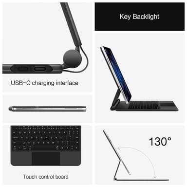 Skyddsfodral för iPad med Bluetooth-tangentbord Mörkgrå iPad Pro 12.9