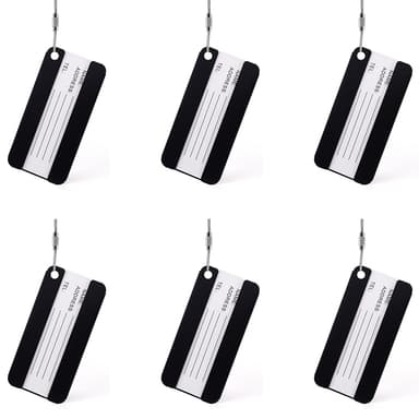 Set med 6 Bagagelappar - Bagagetaggar Svart