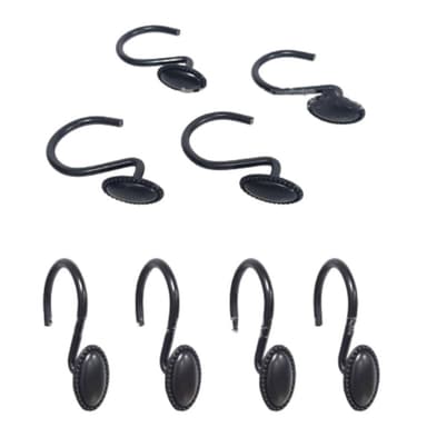 Duschdraperikrokar i Zinklegering, 12 pack Svart