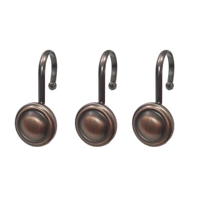 Set med 12 svarta badrumsgardinkrokar Brons