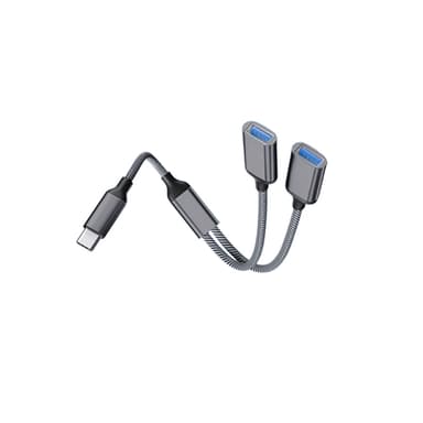 Typ-C till Dual USB 2.0-adapter Grå