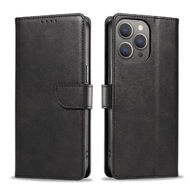 Konstläderfodral med kortfack till iPhone 16 Pro - Svart