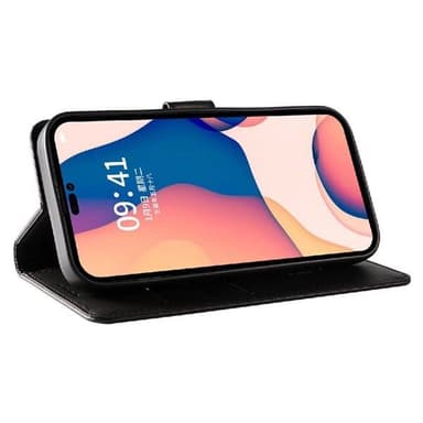 Konstläderfodral med kortfack till iPhone 16 Pro - Svart