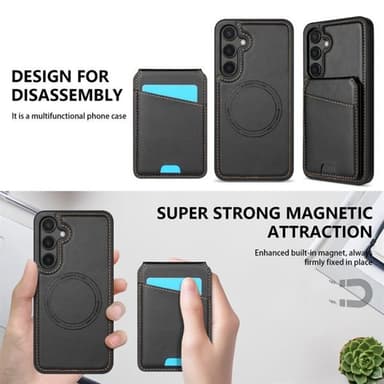 Korthållare och ställ med magnet till Samsung Galaxy S24 FE - Svart