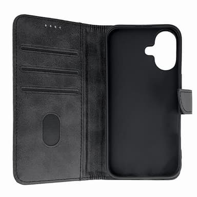 Konstläderfodral med kortfack till iPhone 16 - Svart