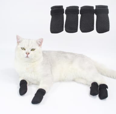 Anti-Scratch Mjuka Husdjur Skor, 4 pack Grå S