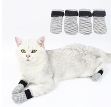 Anti-Scratch Mjuka Husdjur Skor, 4 pack Grå S