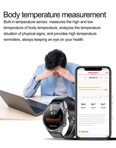 Smartwatch med avancerad hälsoövervakning Svart