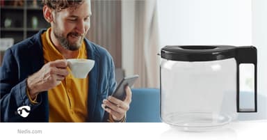 Nedis Glass kaffekannan | Kompatibel med: Moccamaster CD / GCS / KBG / Excellent 10SN | 1.25 l | Svart