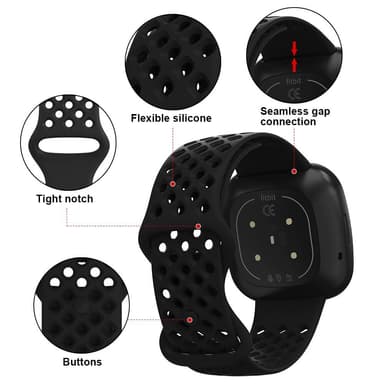 Silikonarmband för Fitbit Versa 3 / Fitbit Sense Svart