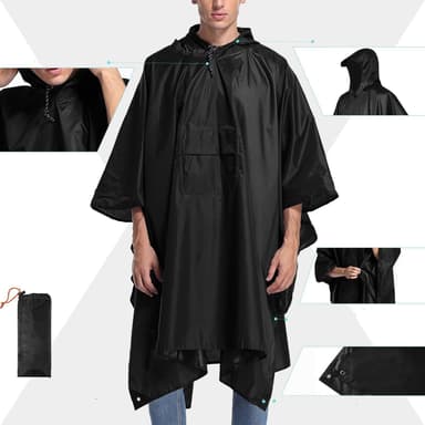 Multifunktionell regnponcho med huva Grön