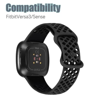 Silikonarmband för Fitbit Versa 3 / Fitbit Sense Svart