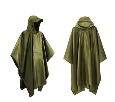 Multifunktionell regnponcho med huva Grön
