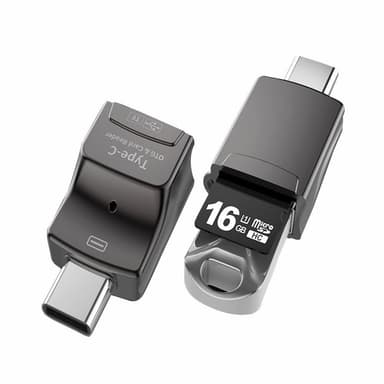 NÖRDIC 2 i 1 OTG USB3.1 A adapter to USB-C med kortläsare 2TB TF/Micro SD/Micro SDHC/Micro SDXC UHS-I