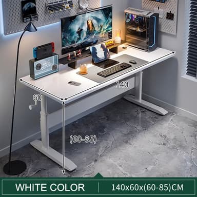 Ergonomiskt Höj och Sänkbart Skrivbord 140cm - Vit