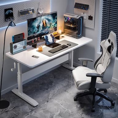 Ergonomiskt Höj och Sänkbart Skrivbord 140cm - Vit