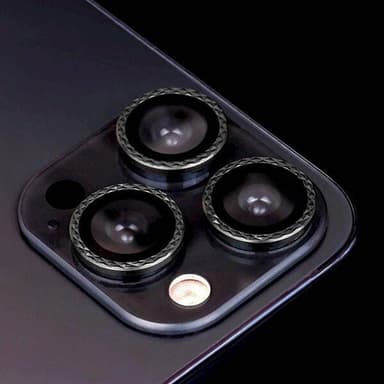 Härdat skydd för kamera till iPhone 16 - Svart/Romb